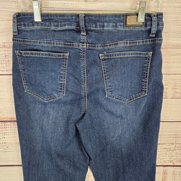 Earl Women's Skinny Ankle Embroidered Crop Jeans Size 10 Tapered Raw Hem - Picture 6 of 11